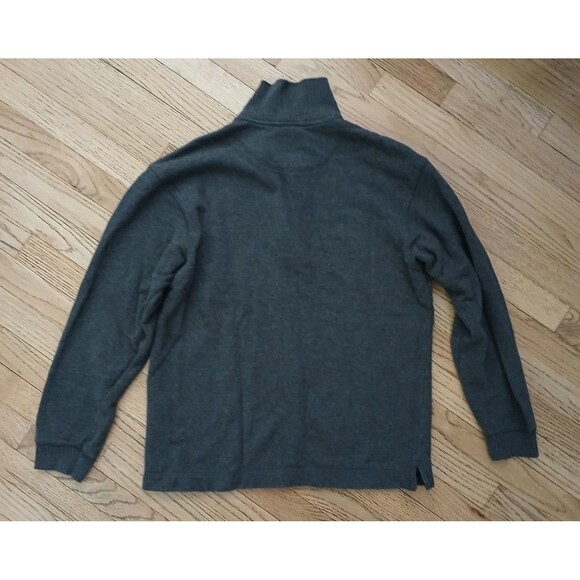 Eddie Bauer Men's MEDIUM Gray Zip Up Mock Neck Casual Cotton Dress Sweater - Picture 3 of 6